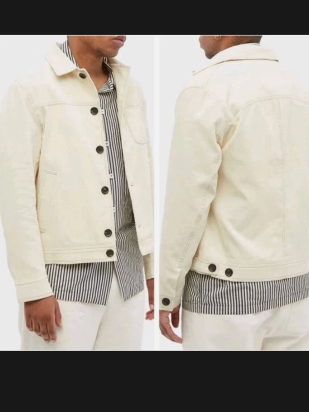 Oliver Spencer UK Made Buffalo Cord Men's 38 Med Corduroy Trucker Jacket Cream